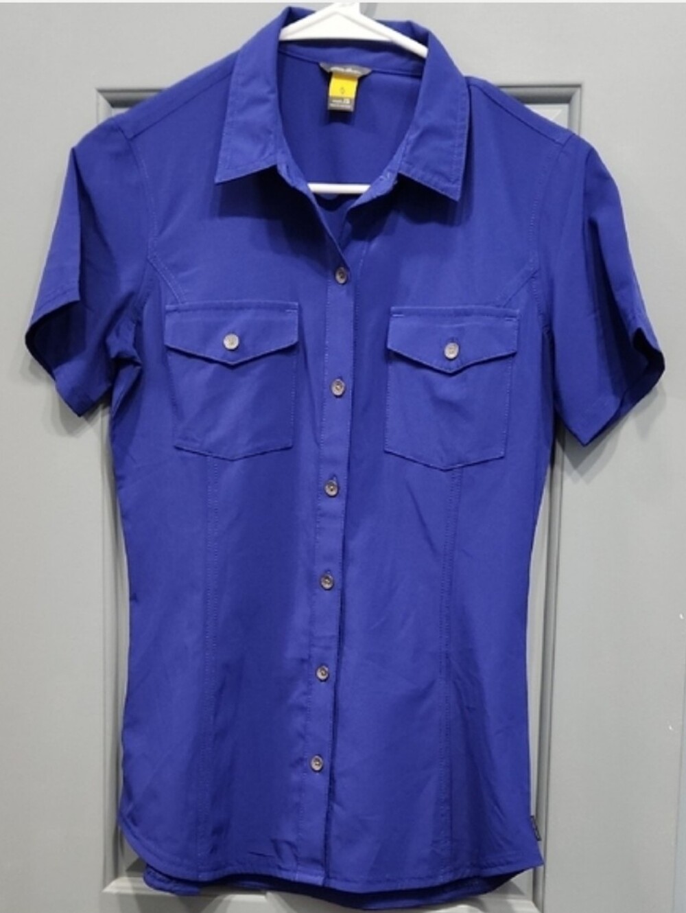NWOT Eddie Bauer Departure Travex Purple Blue Button Down Shirt XS